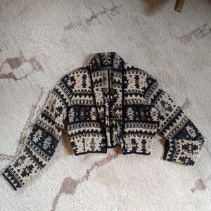 Black and Cream Patterned Women's Blazer